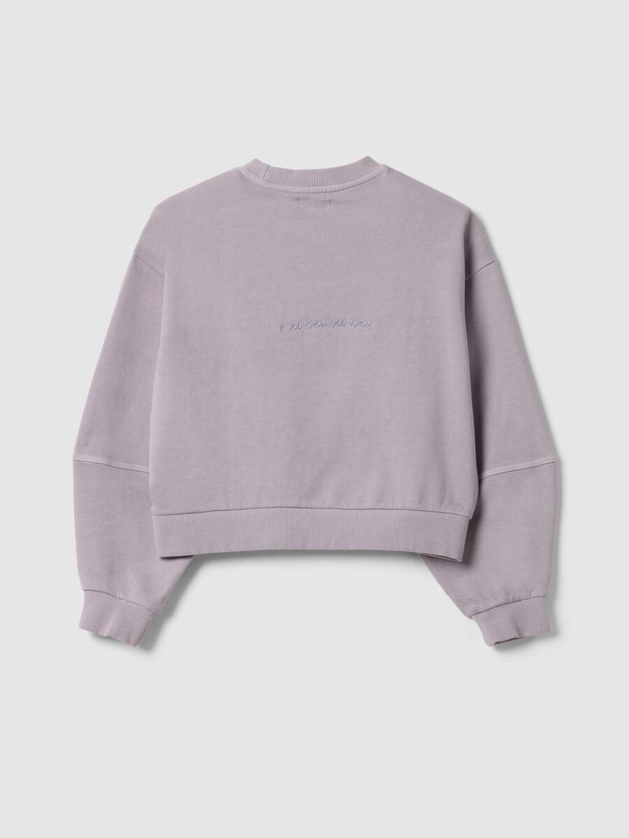 Oversized fit purple cotton crew neck sweatshirt for girls_4