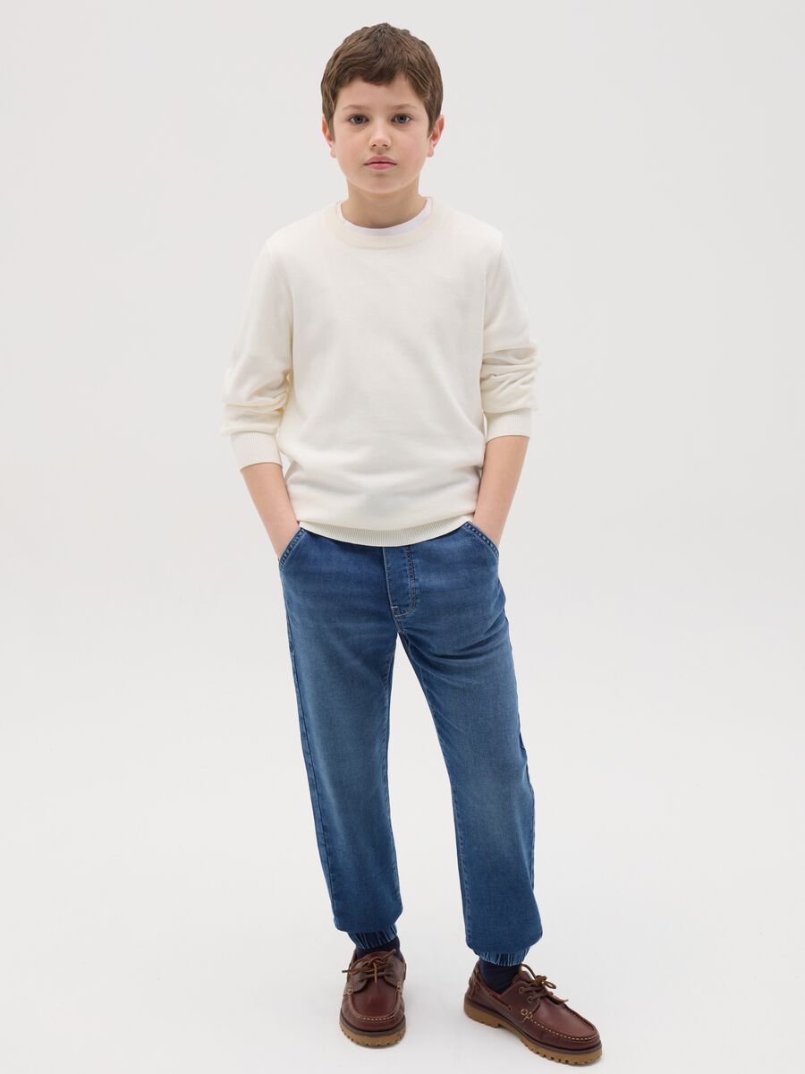 Denim joggers with drawstring_0