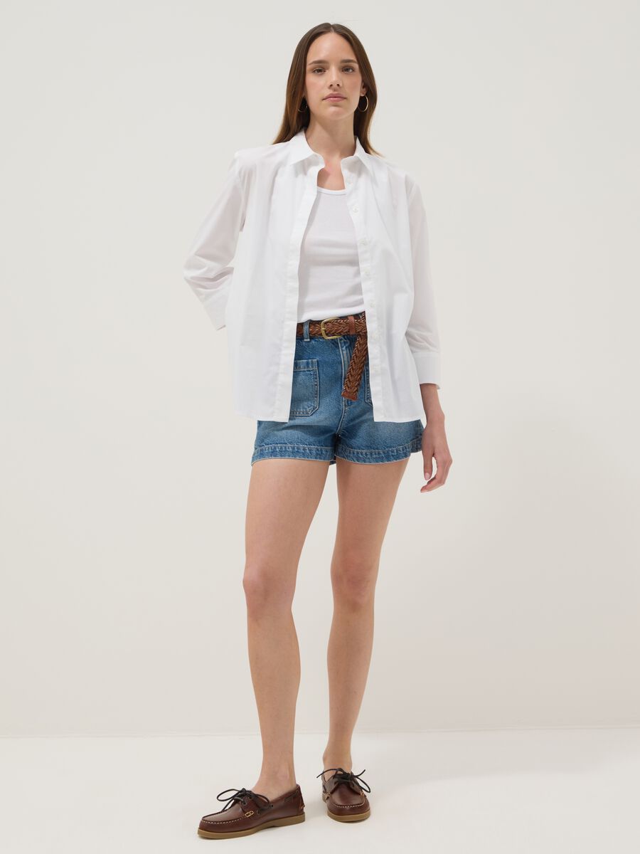 Shorts in denim blu in puro cotone_1