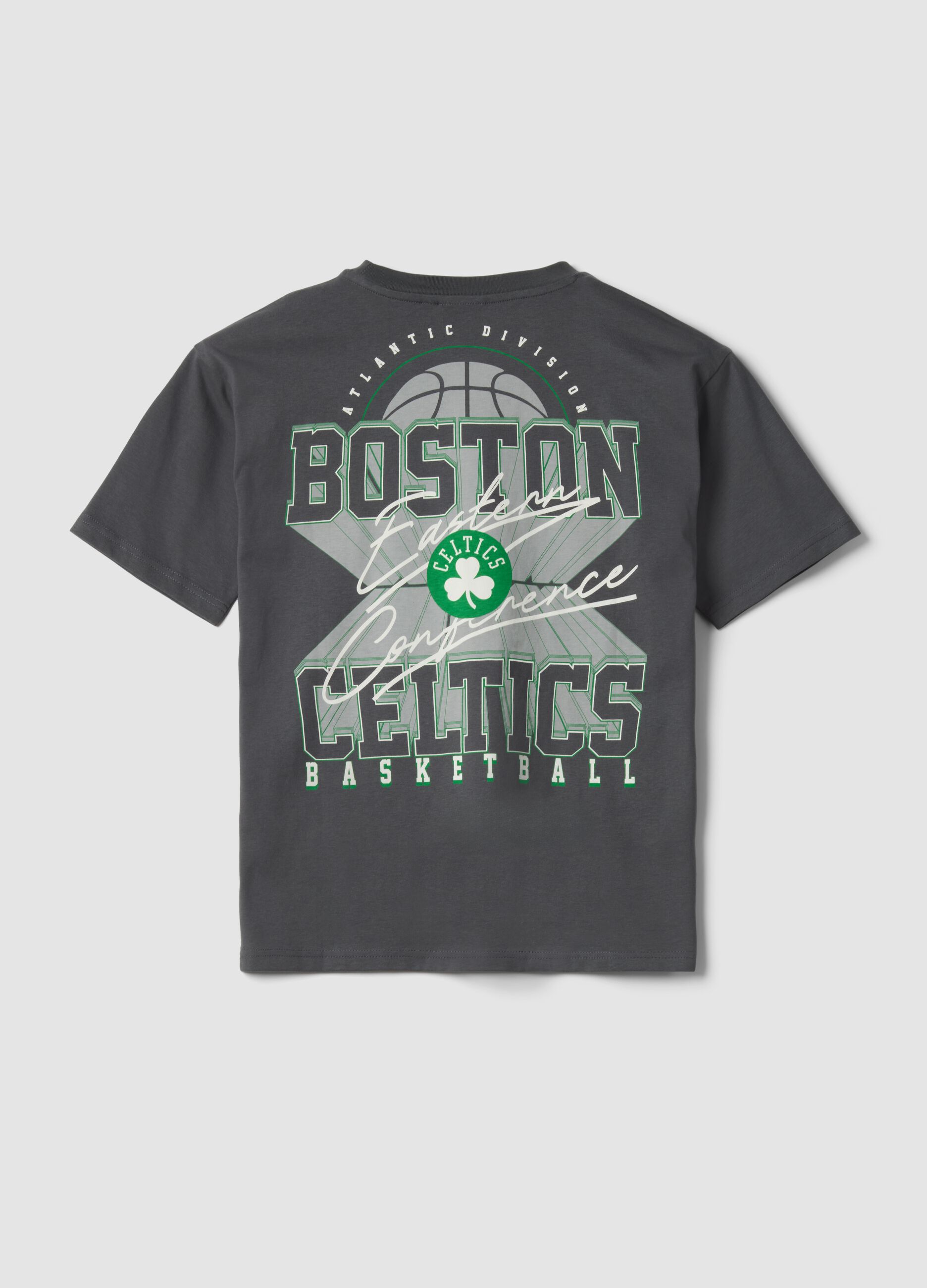 Grey pure cotton oversized fit Boston Celtics kids' t-shirt