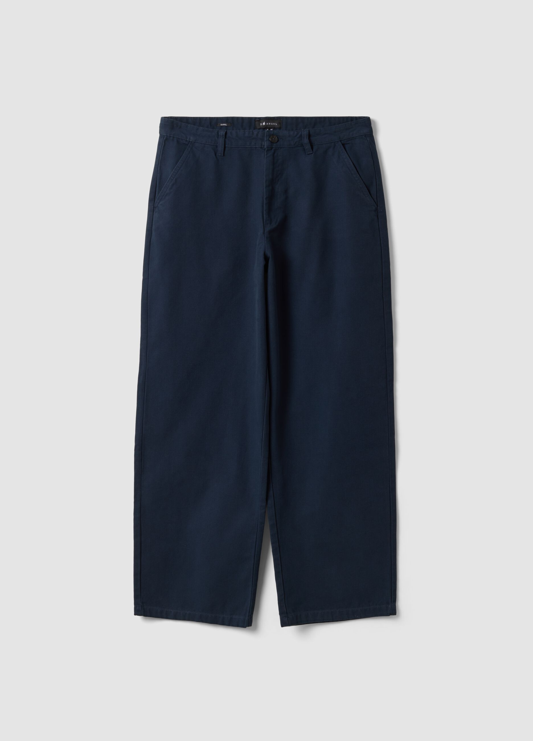 Pantaloni chino blu in puro cotone barrel fit