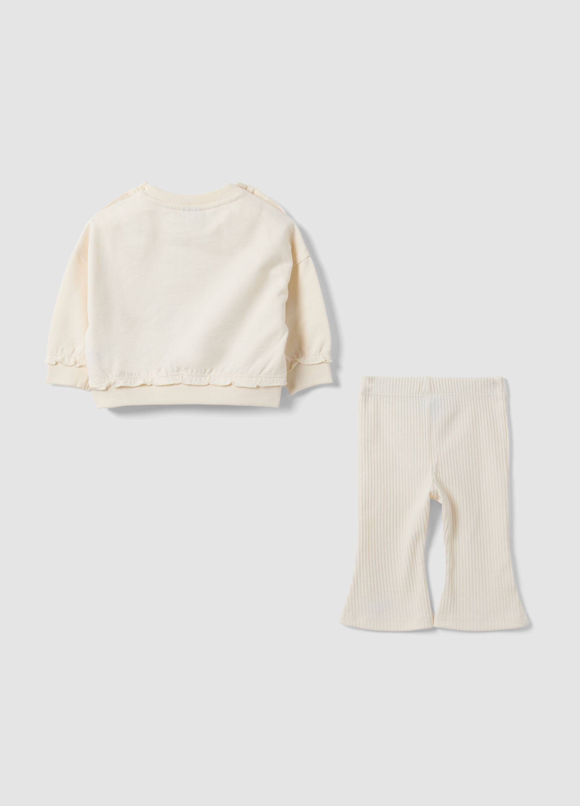 Beige organic cotton Lilo & Stitch set for baby girl