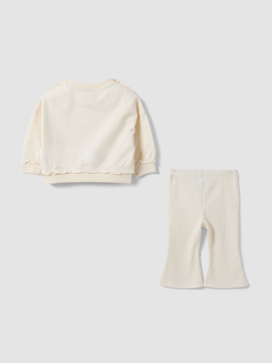 Beige organic cotton Lilo & Stitch set for baby girl_1