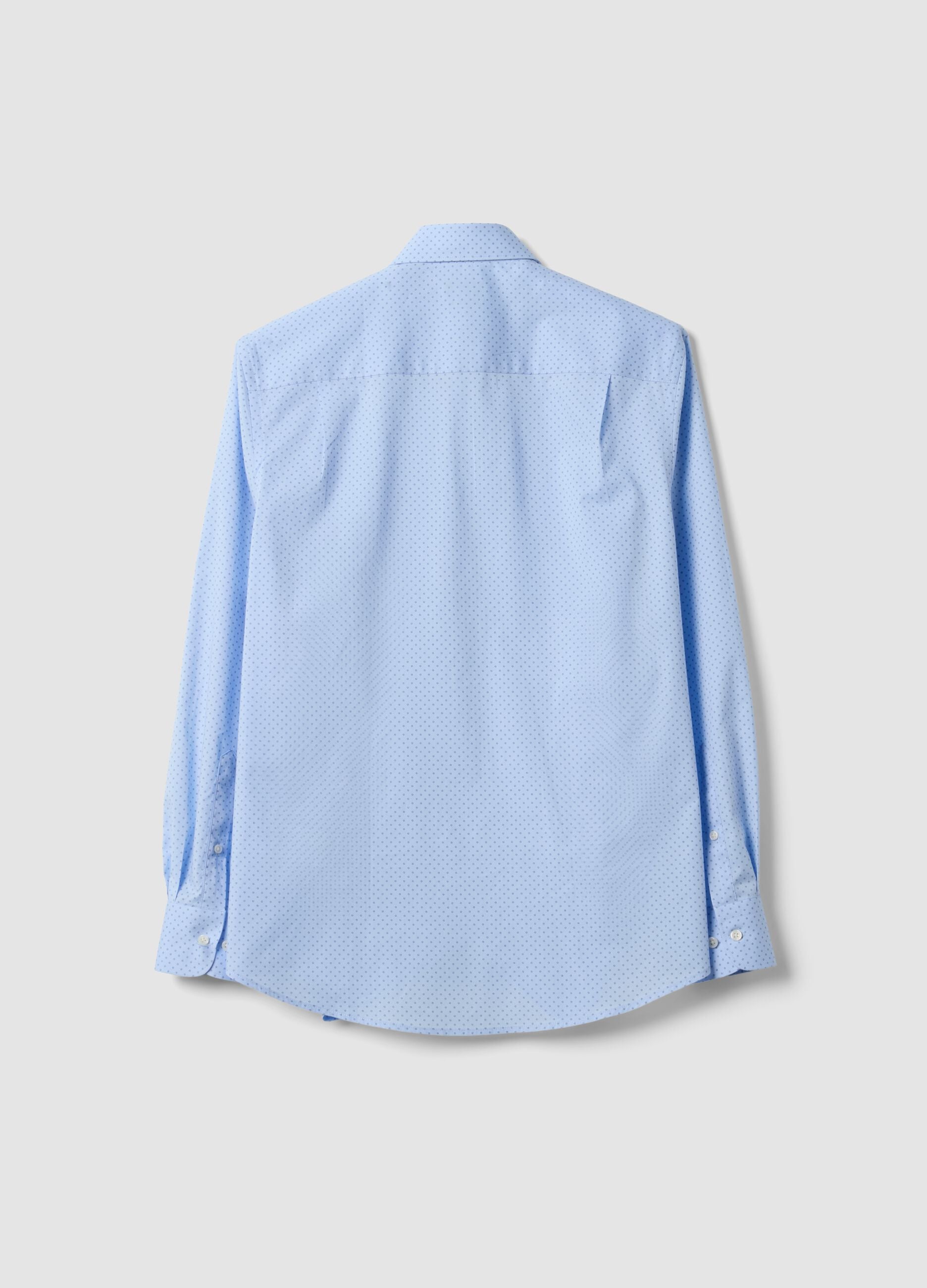 Light blue stretch cotton poplin shirt with spread collar