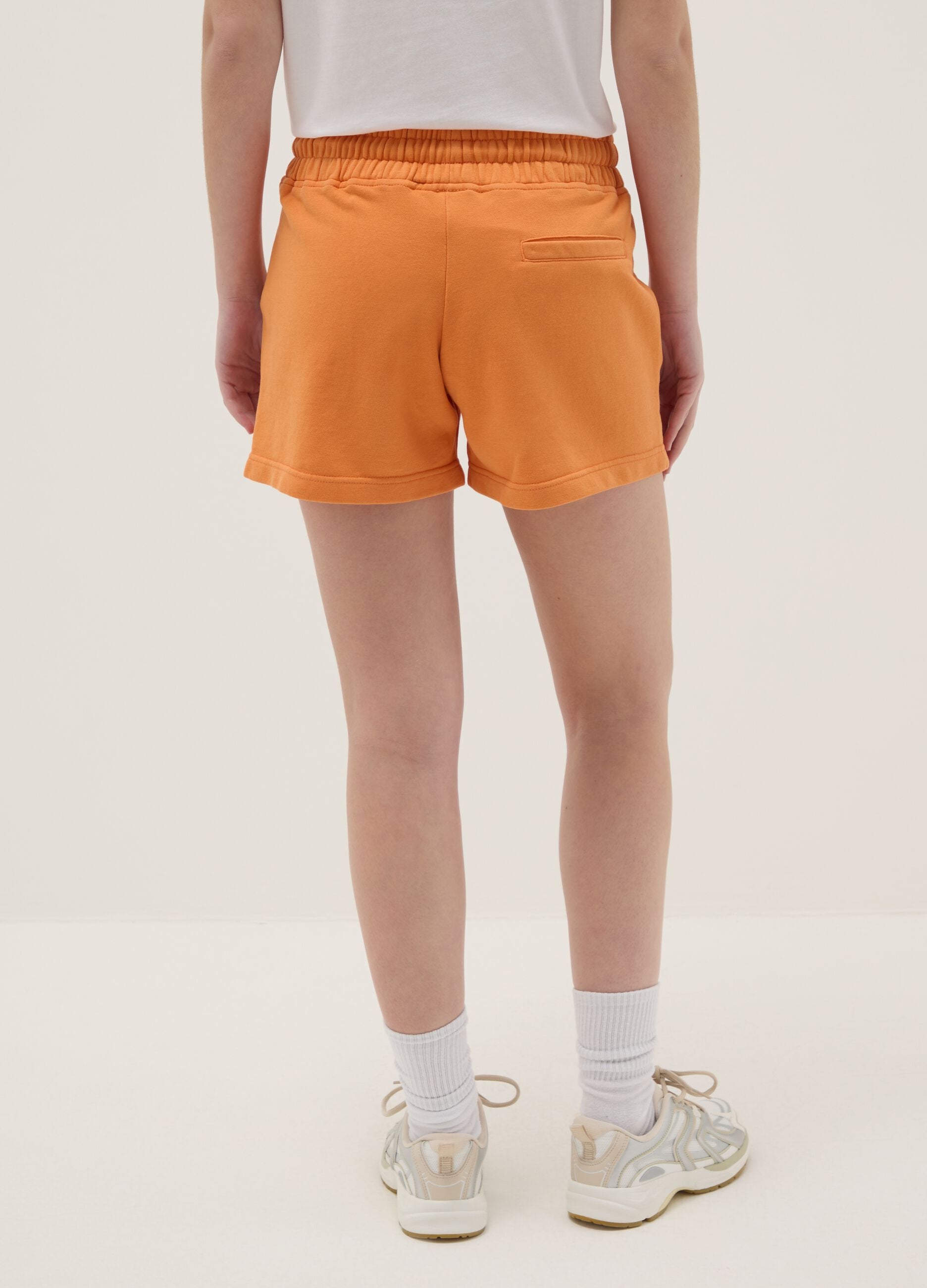 Everlast logo regular fit orange cotton blend shorts