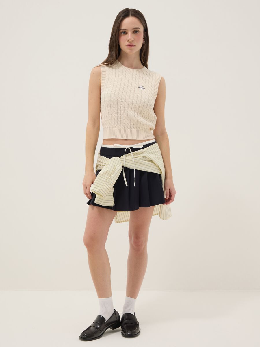 Blue viscose blend skirt regular fit with structured waist_0