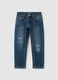 Straight-fit jeans with abrasions and print_0
