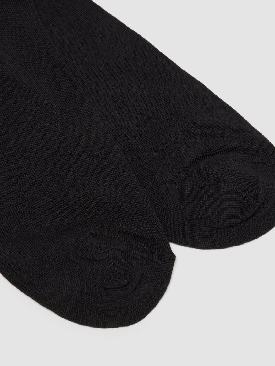 Bipack di calze midi nere in cotone elasticizzato_1
