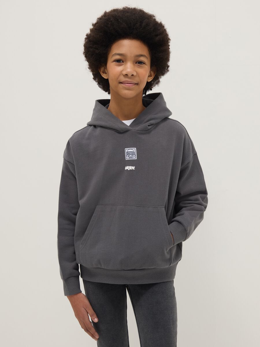 Grey pure cotton hoodie for girls regular fit_0