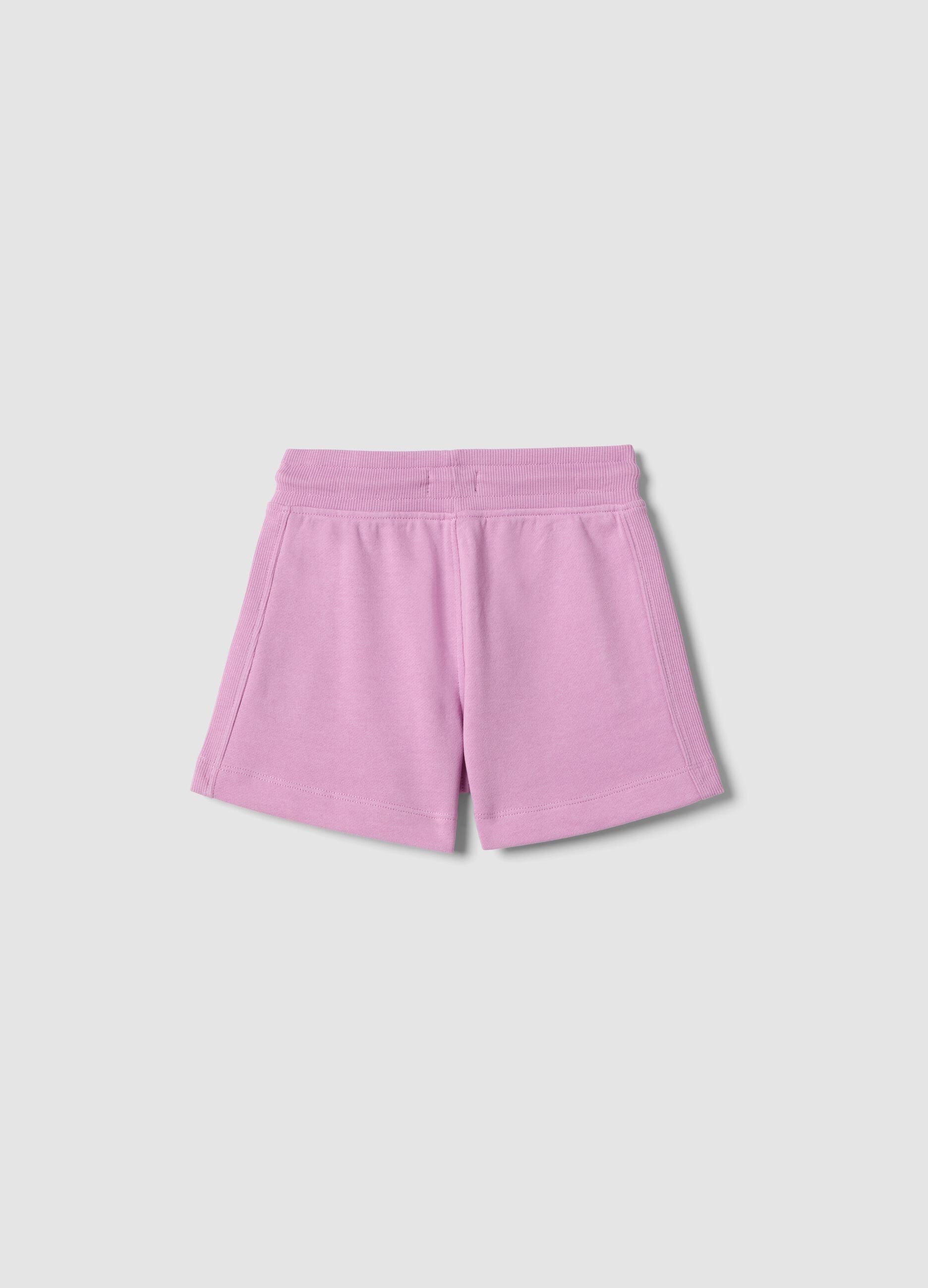 Girls&rsquo; pink pure cotton shorts, regular fit