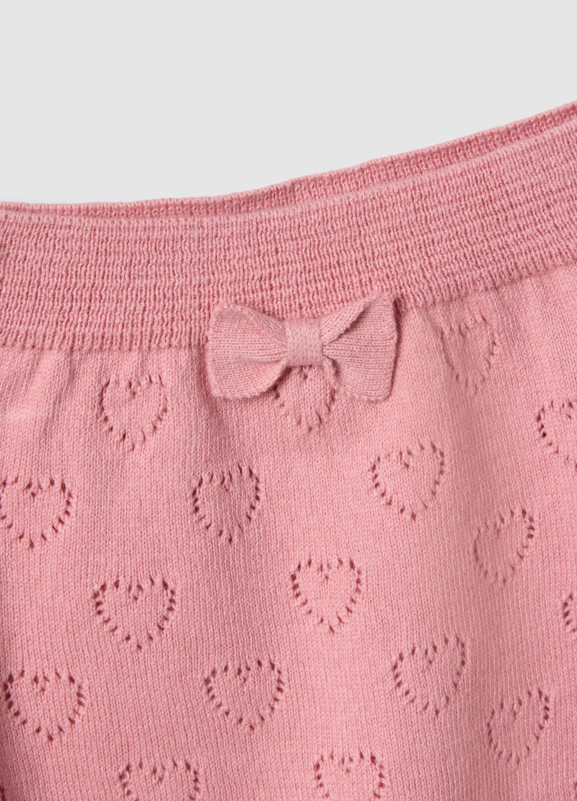 Pink baby girl's pure cotton t-shirt and shorts set with hearts