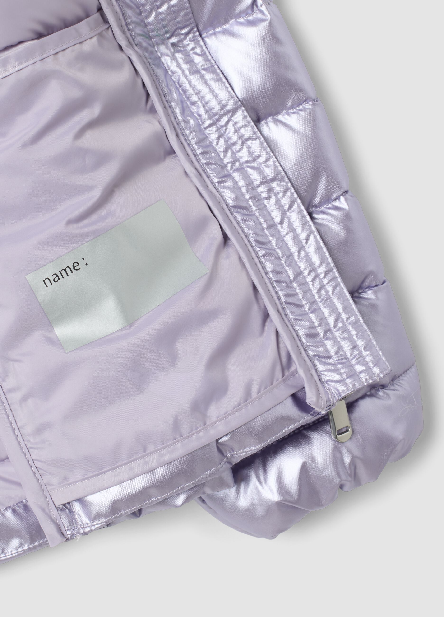 Ultralight purple hooded zip puffer jacket for girls