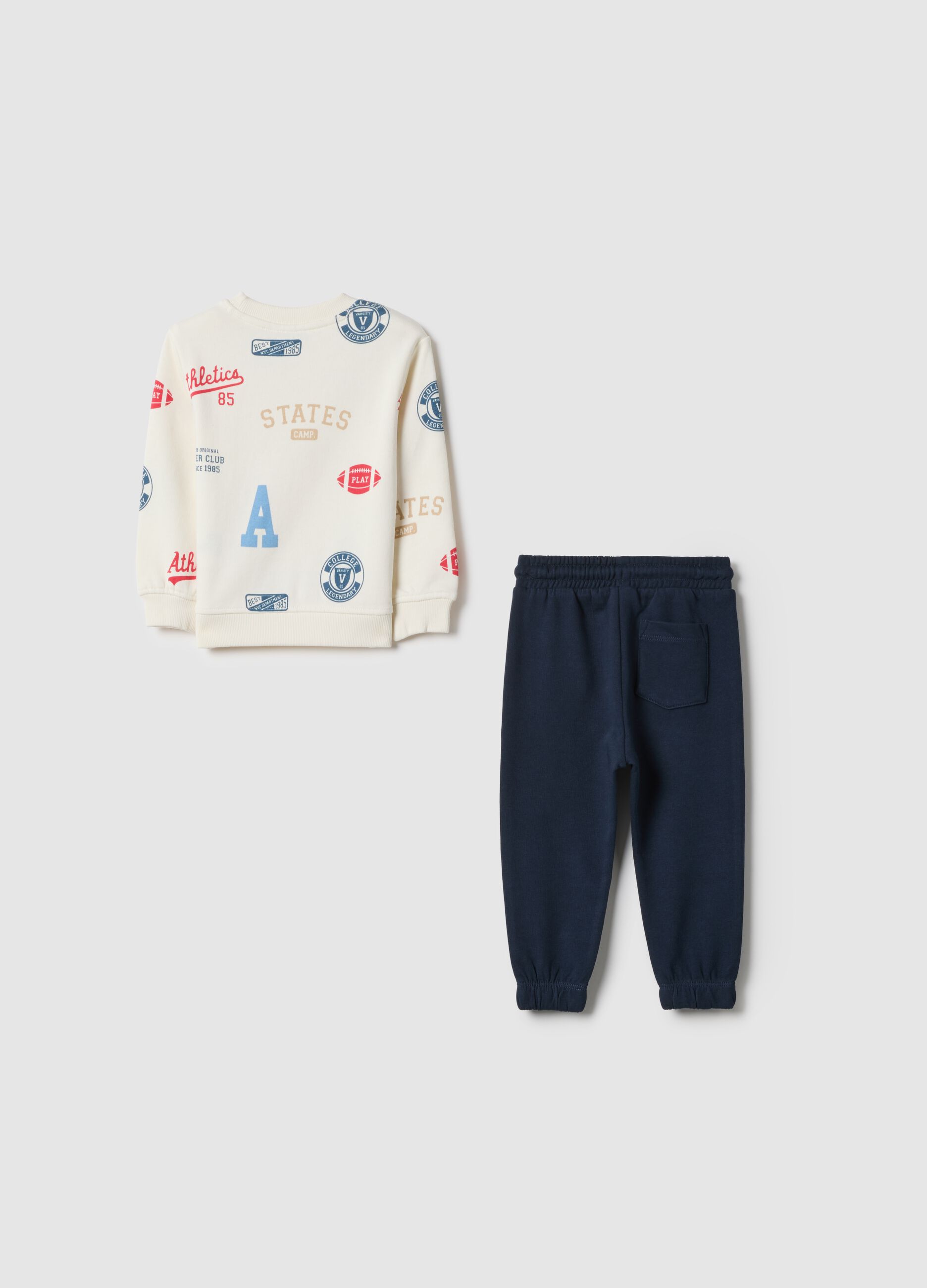 Boys' pure cotton multicolour sweatshirt and trousers set, regular fit