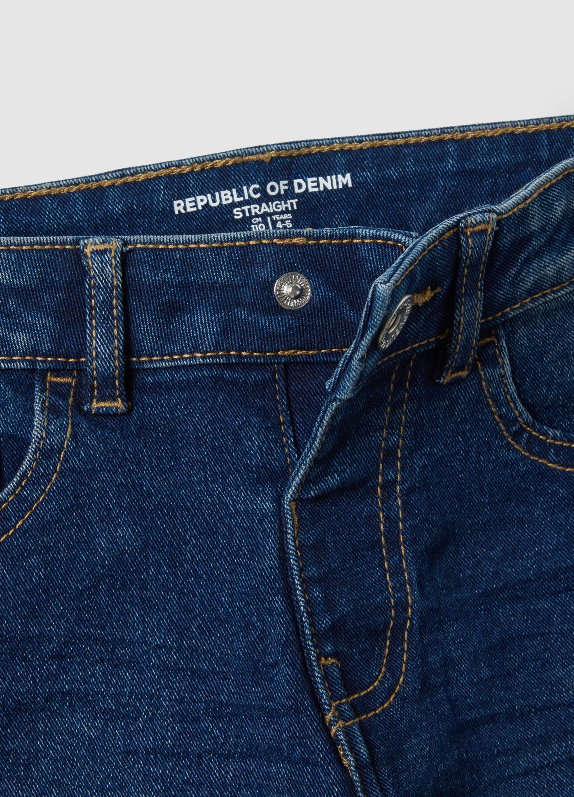 Boys' Blue Stretch Denim Straight Jeans