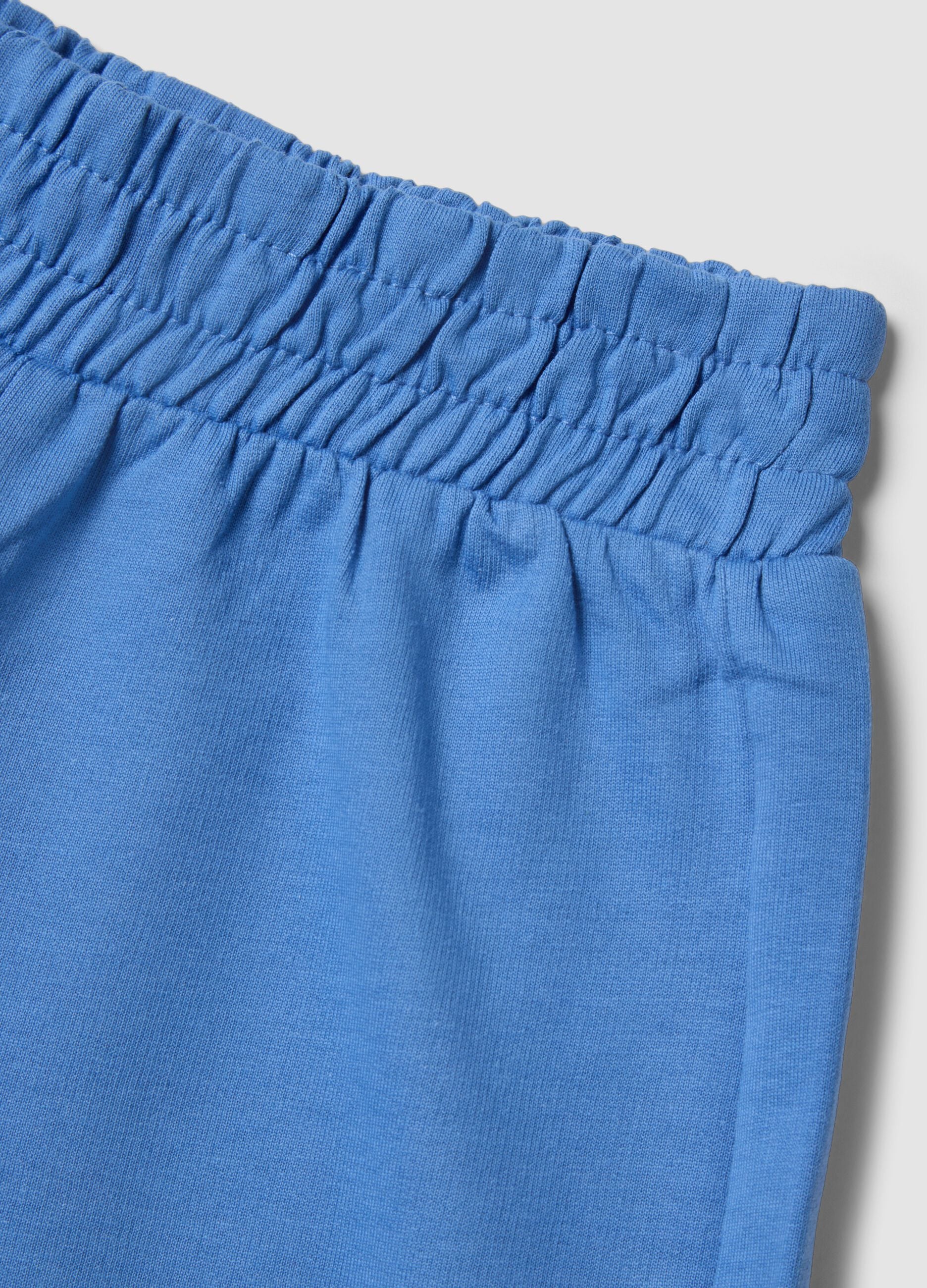Girls&rsquo; light blue pure cotton shorts with elasticated waist