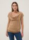 Beige stretch viscose maternity short sleeve t-shirt_1