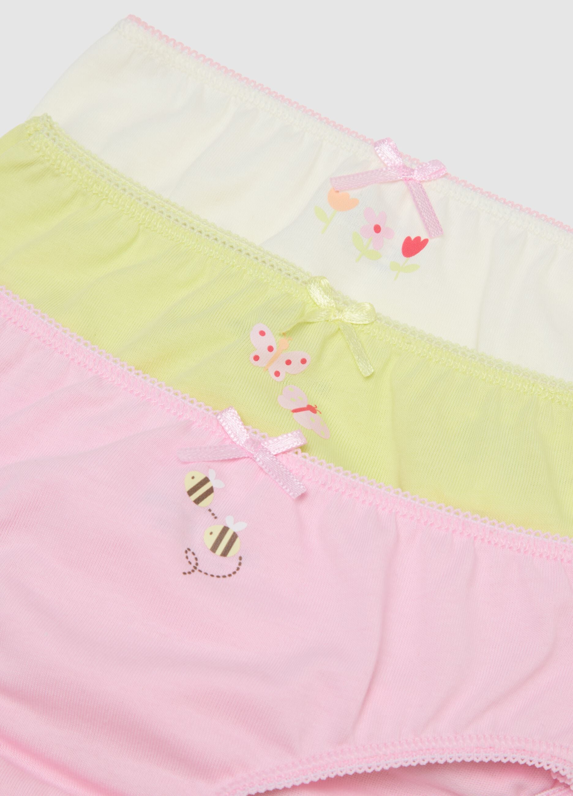 Newborn girls' regular fit multicolour pure cotton multipack panties