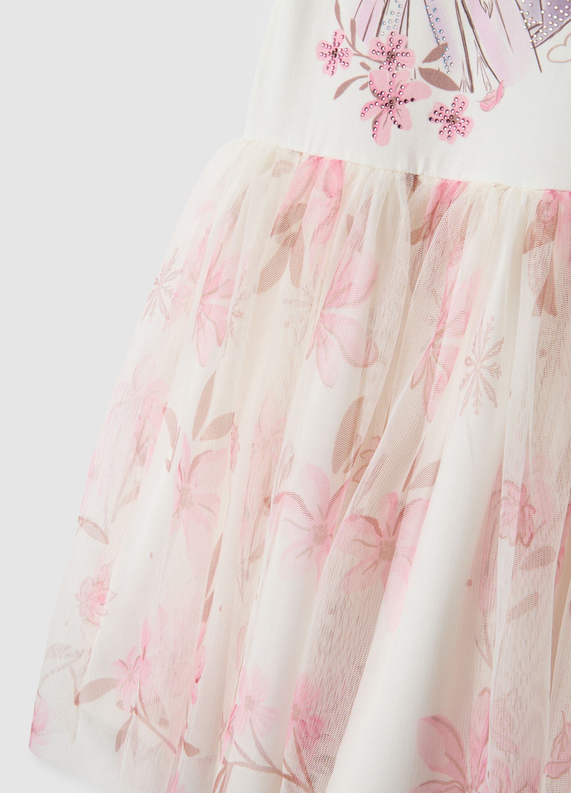 Elasticated cotton dress for girls with Frozen print