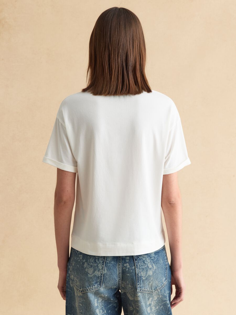 White short-sleeve cotton and modal stretch T-shirt_3