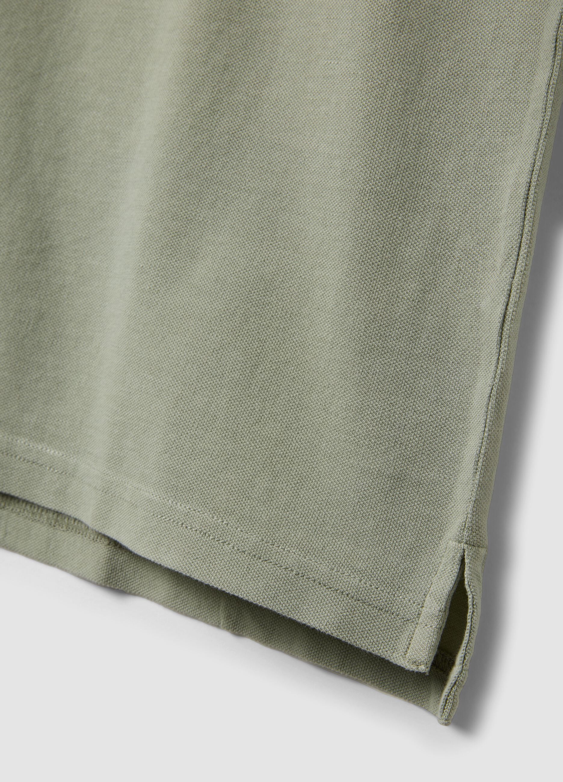 Green slim-fit short-sleeve pure cotton polo shirt