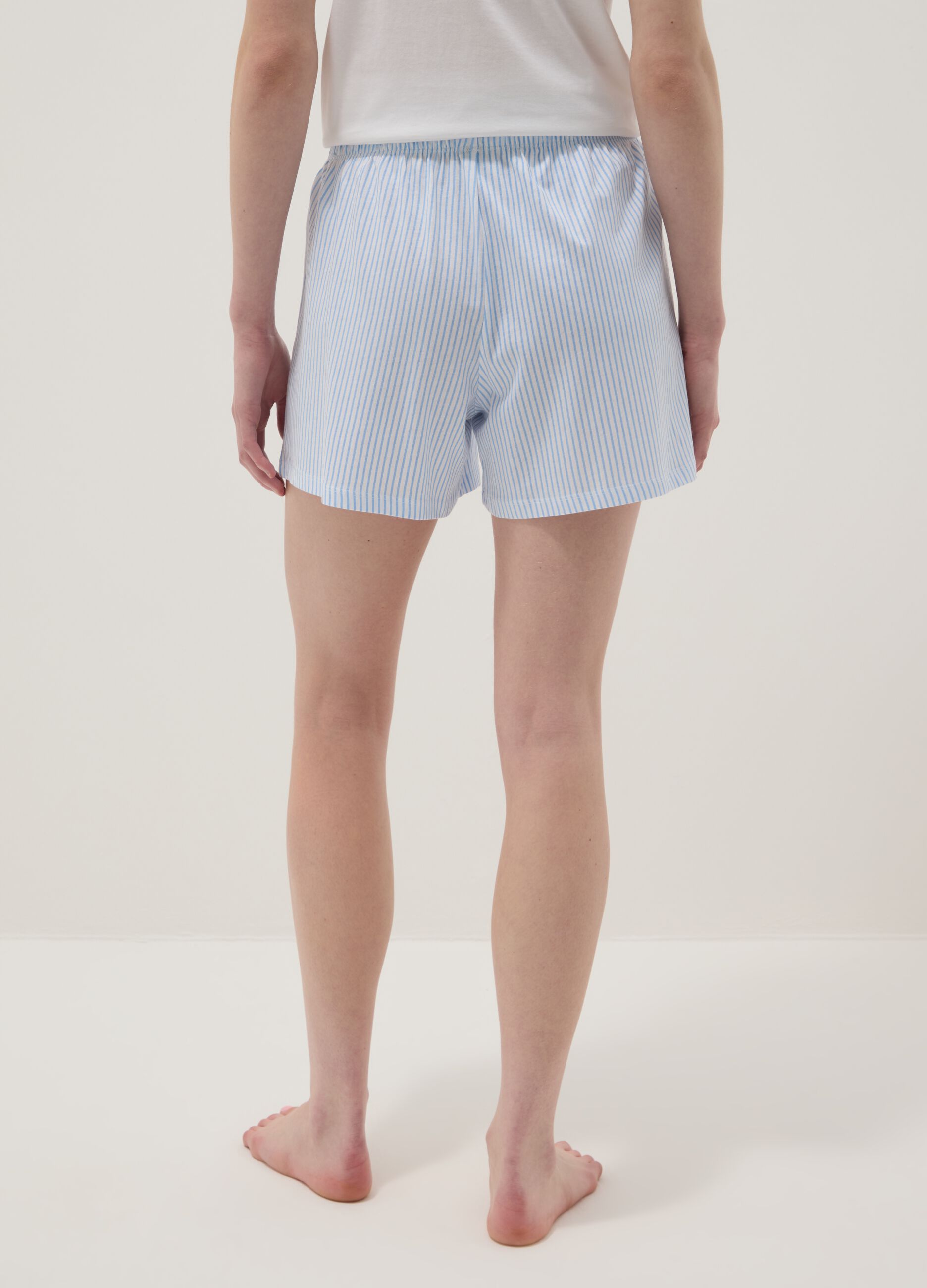 Pure cotton multicolour striped pyjama shorts, regular fit