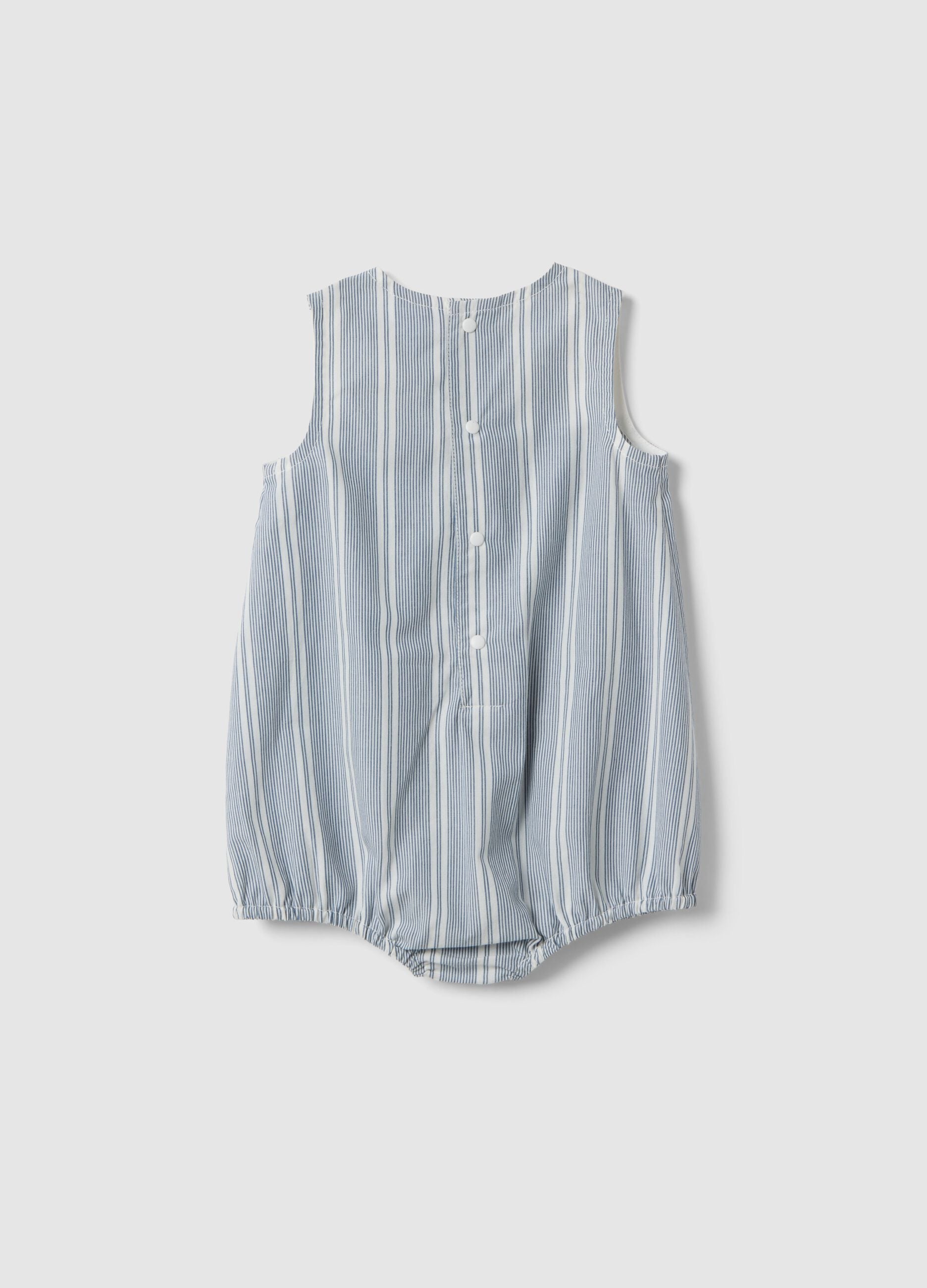 Sleeveless romper made of pure cotton with multicolour stripes for baby girls