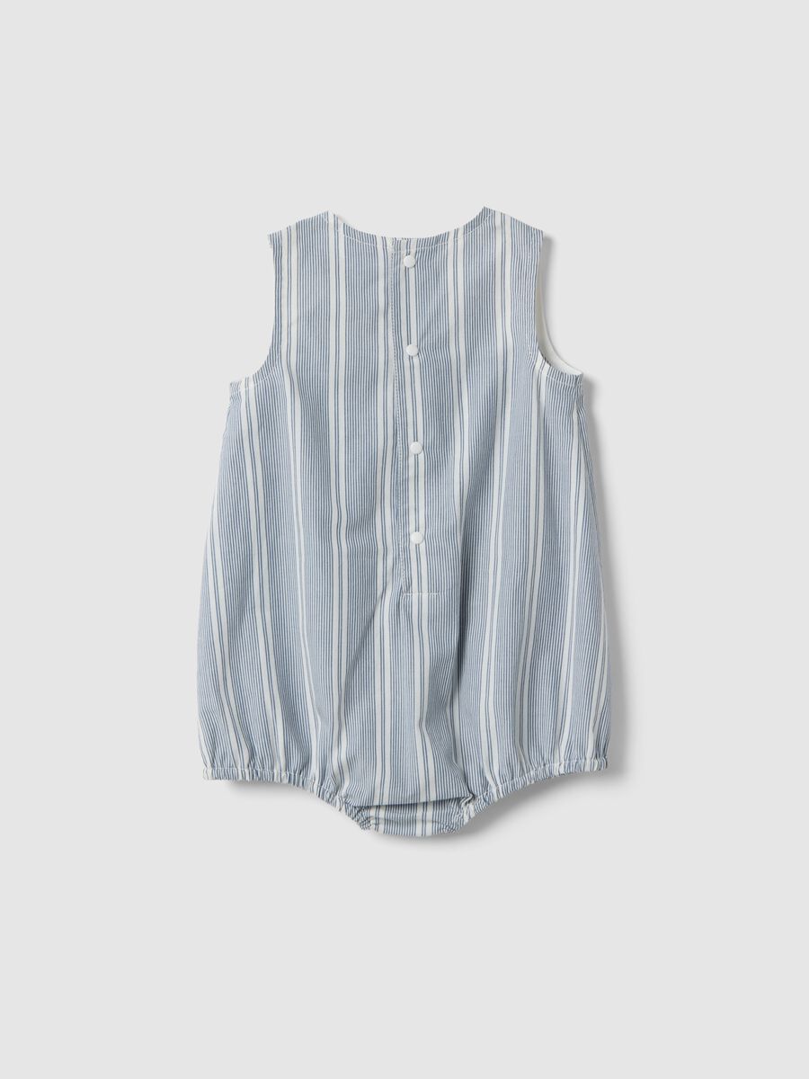 Sleeveless romper made of pure cotton with multicolour stripes for baby girls_1