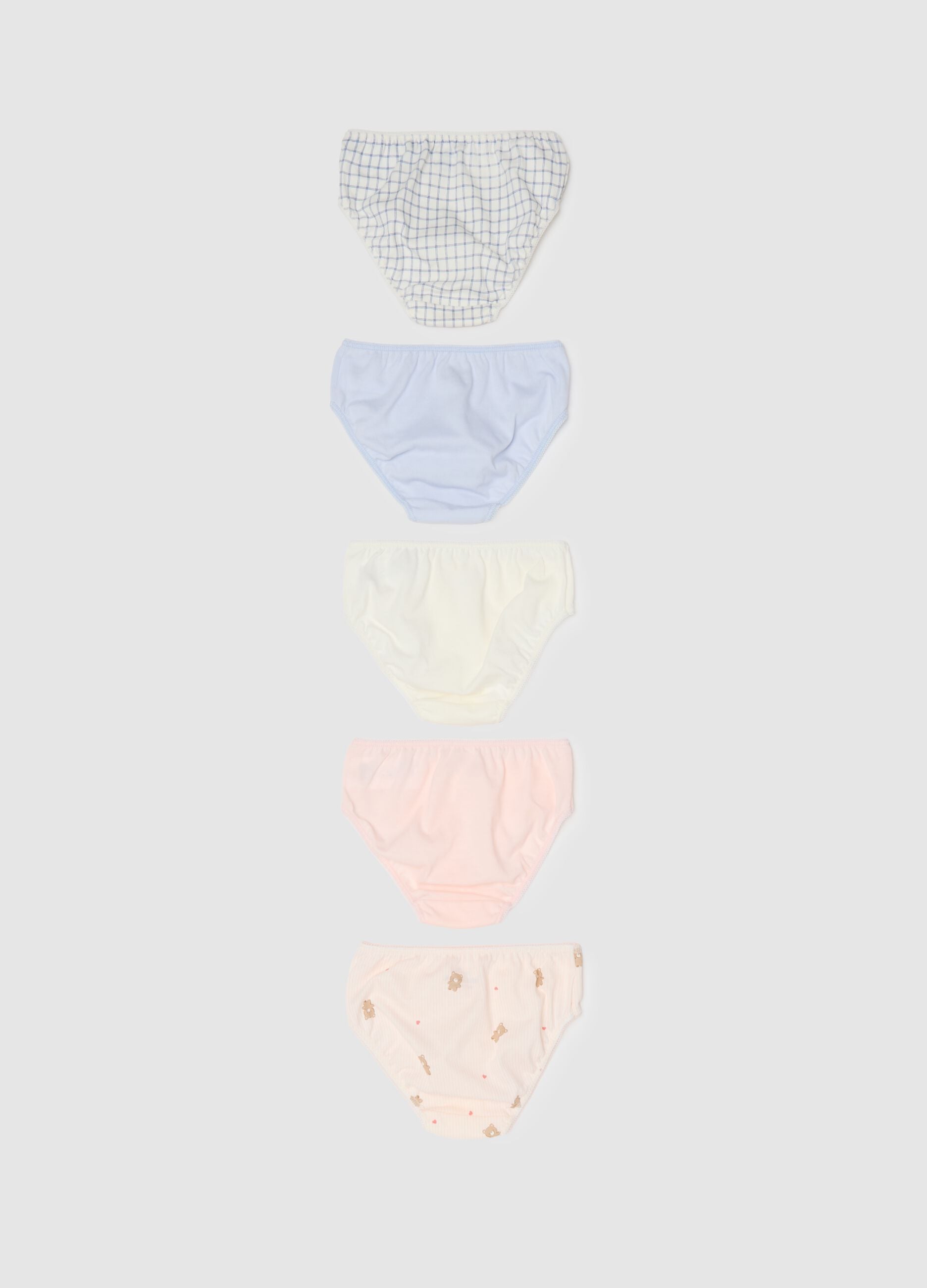 Multipack of multicoloured pure cotton knickers for babies