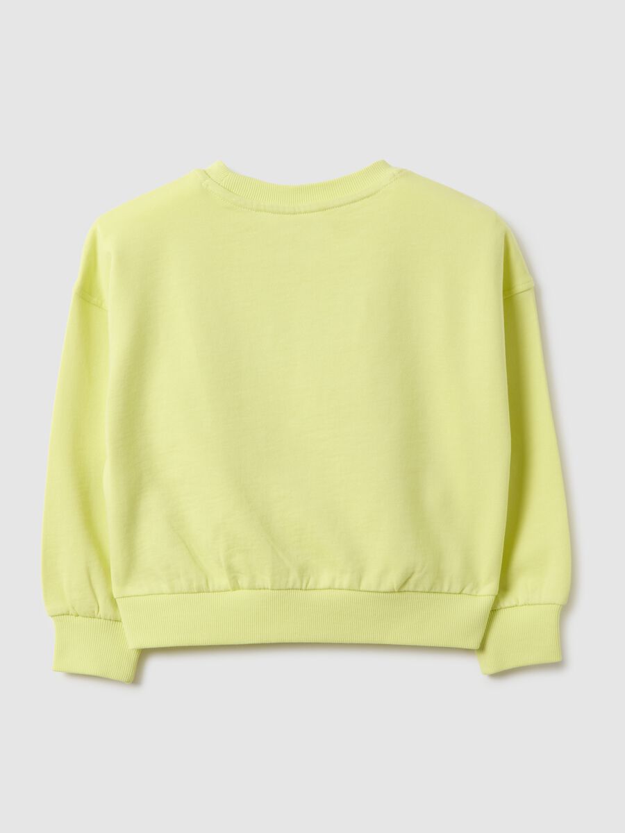 Yellow pure cotton girl's sweatshirt regular fit with embellishments_1