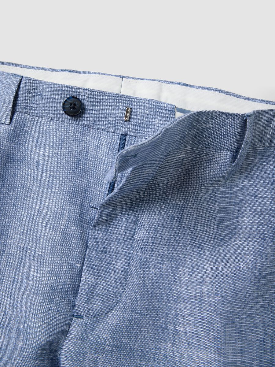 Pantaloni azzurri in puro lino_5