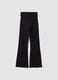 Black ribbed pure cotton flare leggings_2