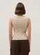 Beige pure cotton V-neck tank top with regular fit_3