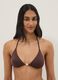 Bikini a triangolo in tessuto elasticizzato marrone con pietre_0