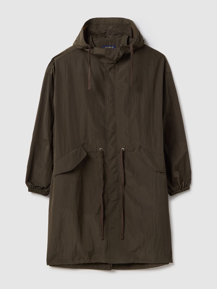 Brown regular fit parka jacket with full zip and hood_4