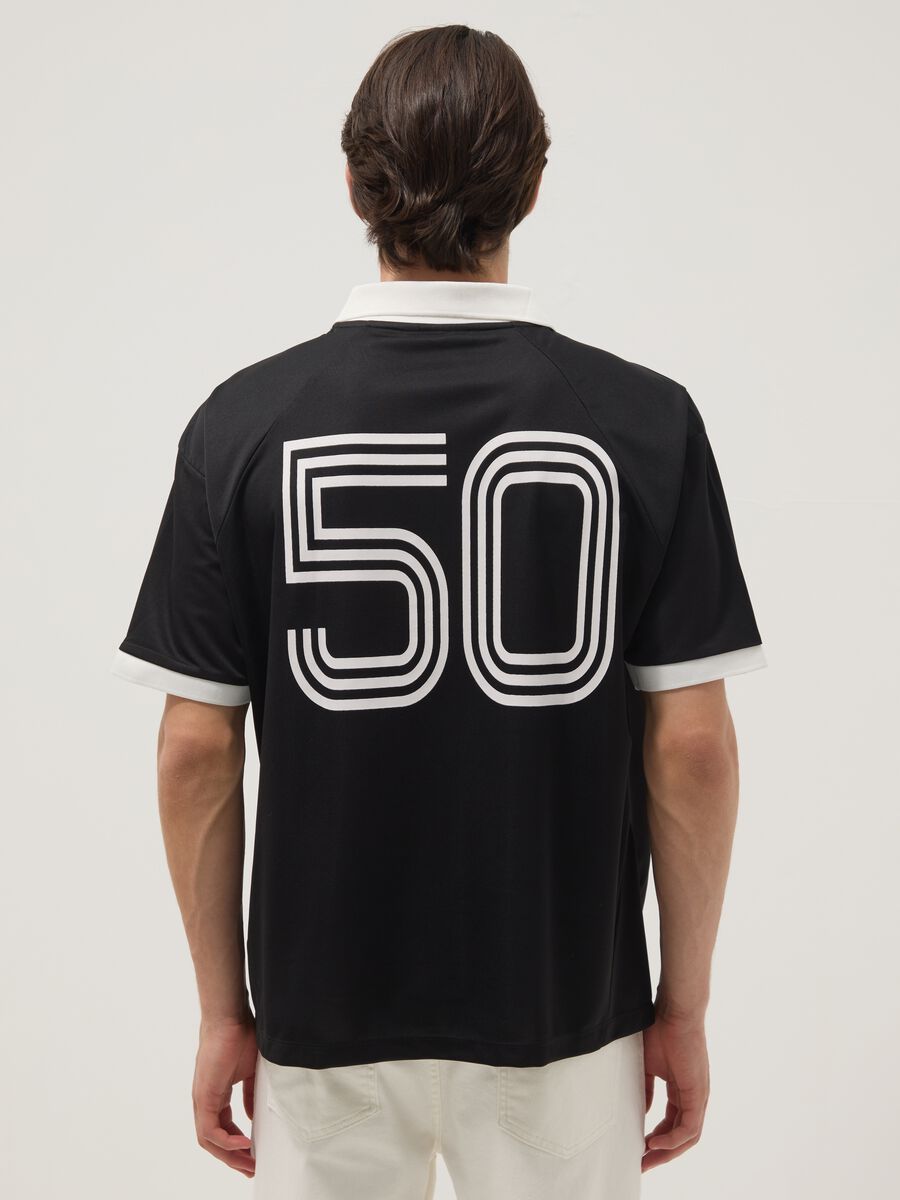 Black regular-fit T-shirt with contrast collar and Ducati lettering_3