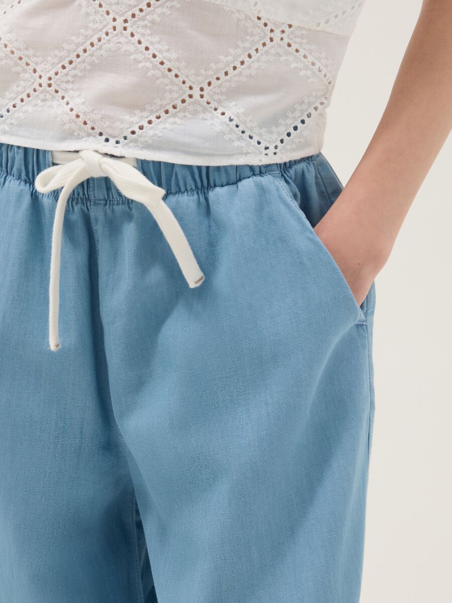 Girls&rsquo; light blue pure cotton wide-leg denim trousers_2