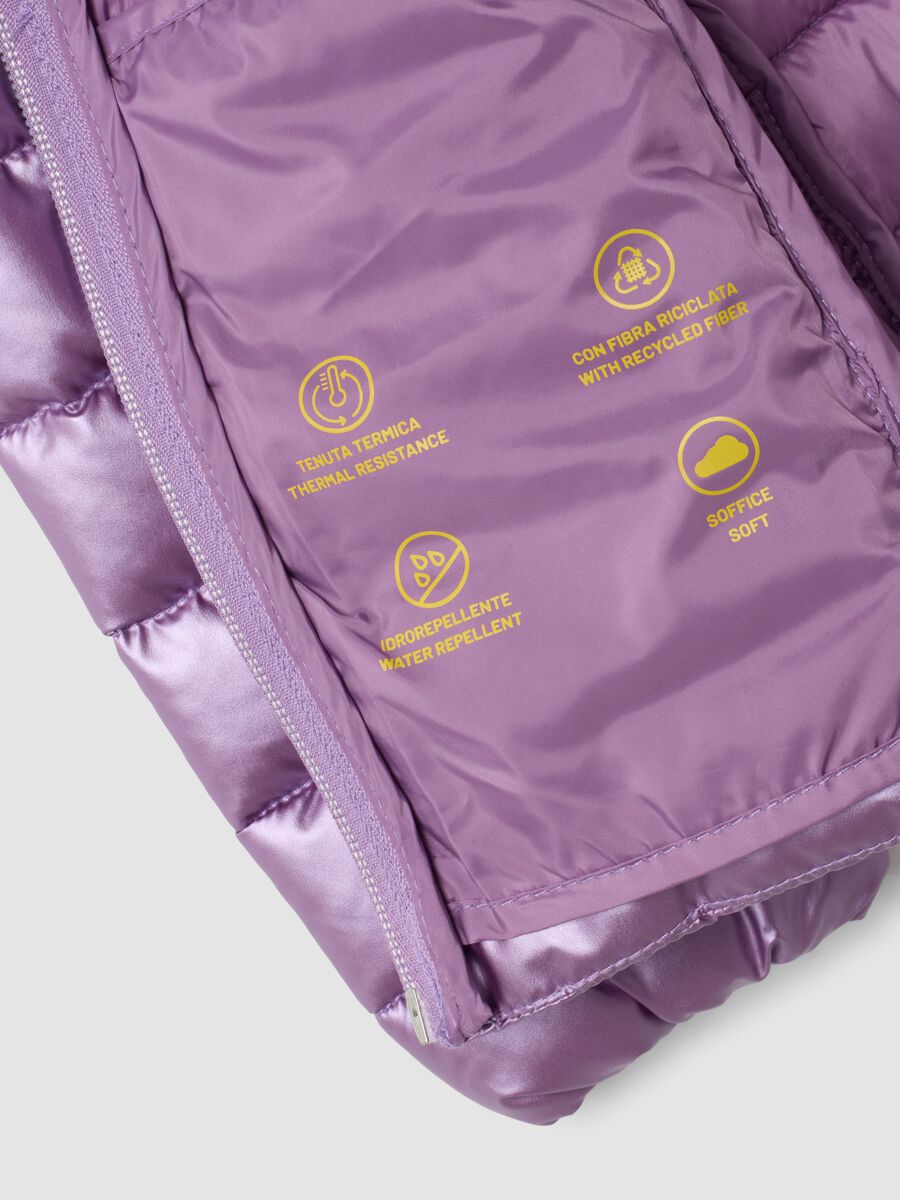 Purple Ultralight padded jacket with hood and zip for girls_2