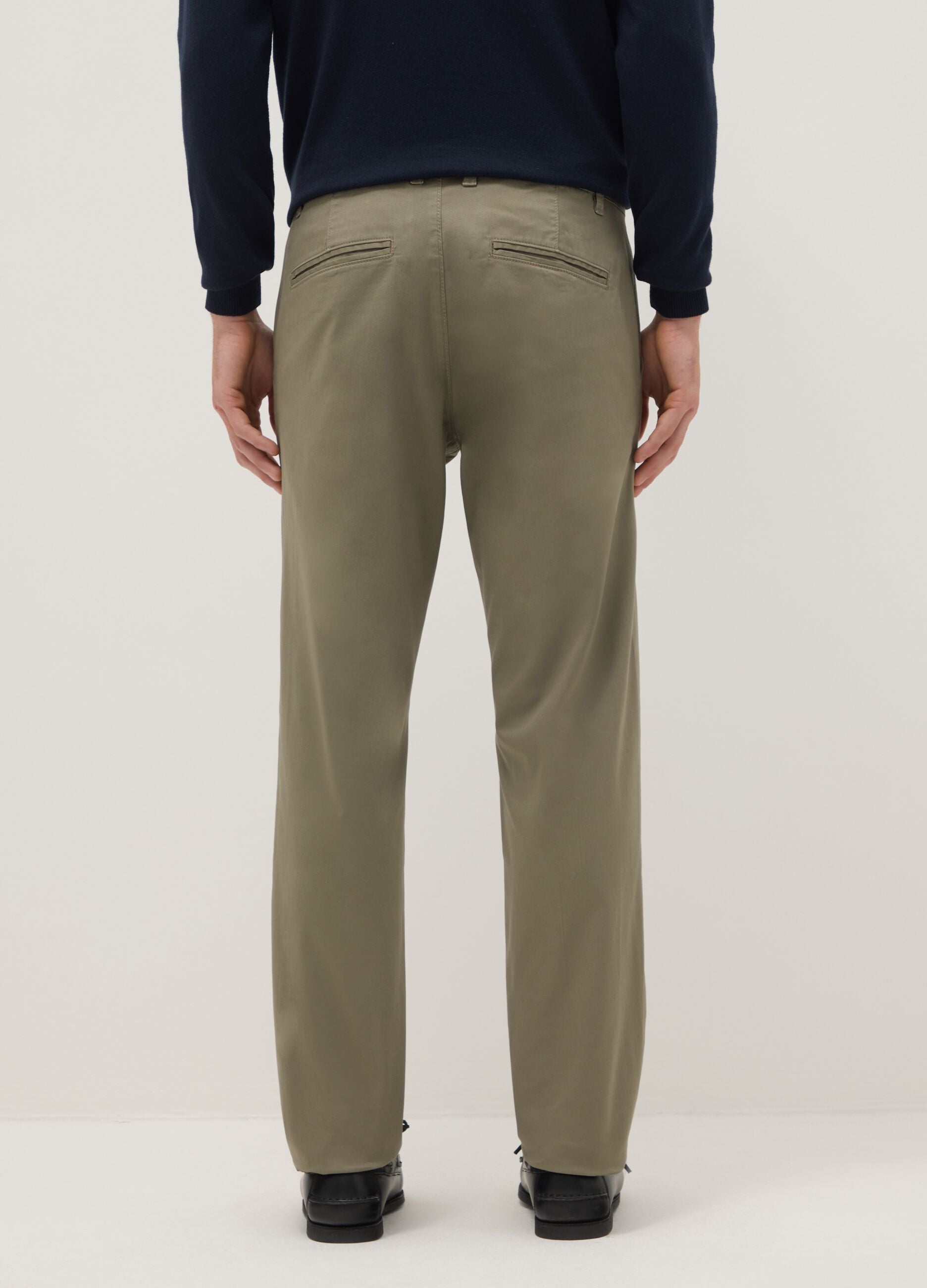 Beige chino trousers in stretch cotton slim fit