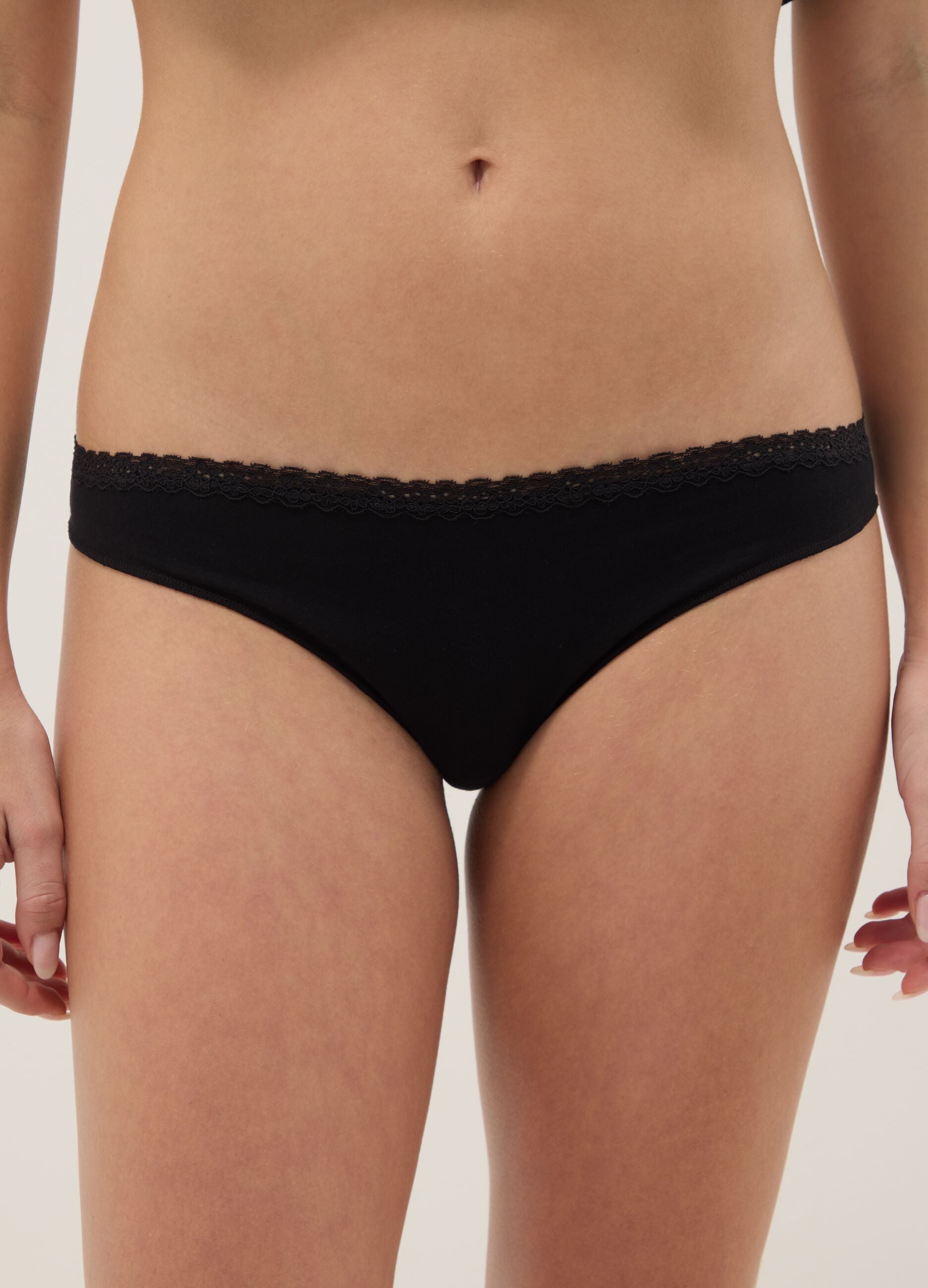 Black Stretch Cotton Brazilian Briefs Regular Fit