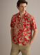 Red organic cotton shirt with tropical print_1