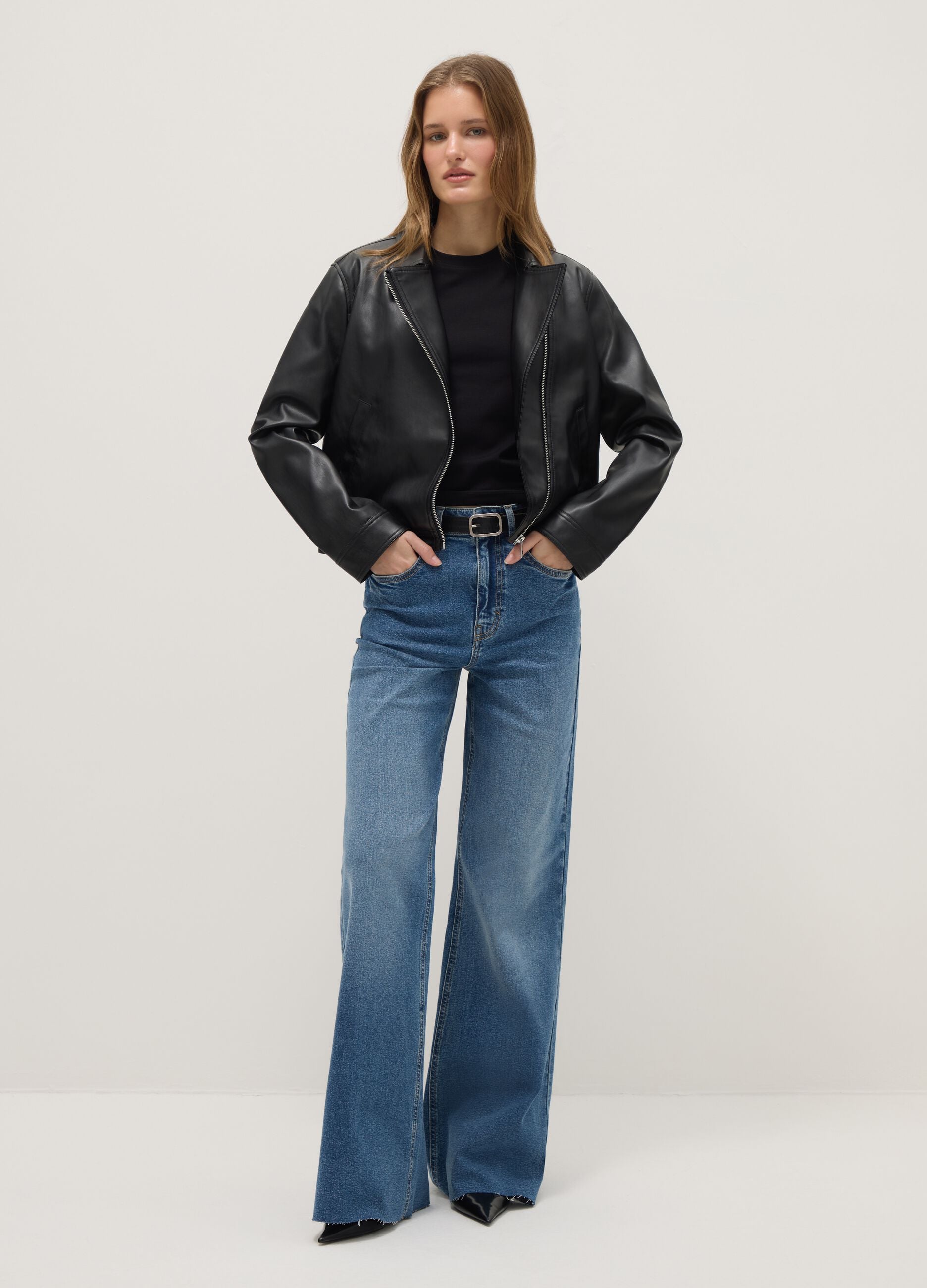Black regular fit full zip jacket