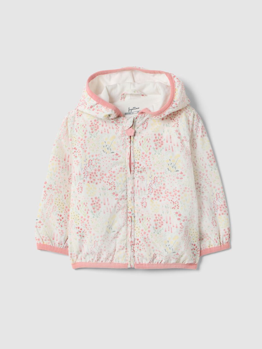 Multicolour regular fit fabric jacket with hood for girls_0