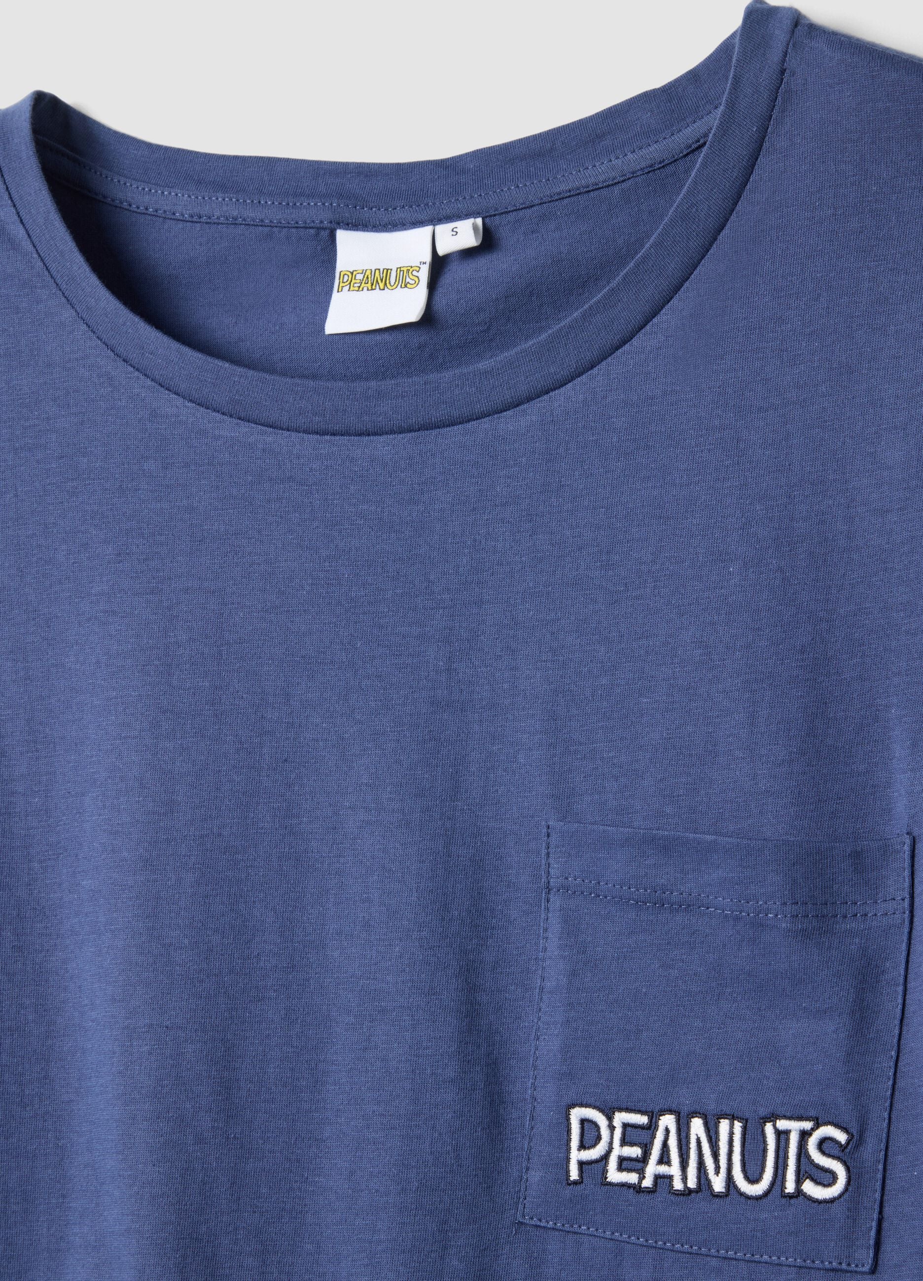 Blue pure cotton regular fit pyjamas with Peanuts prints