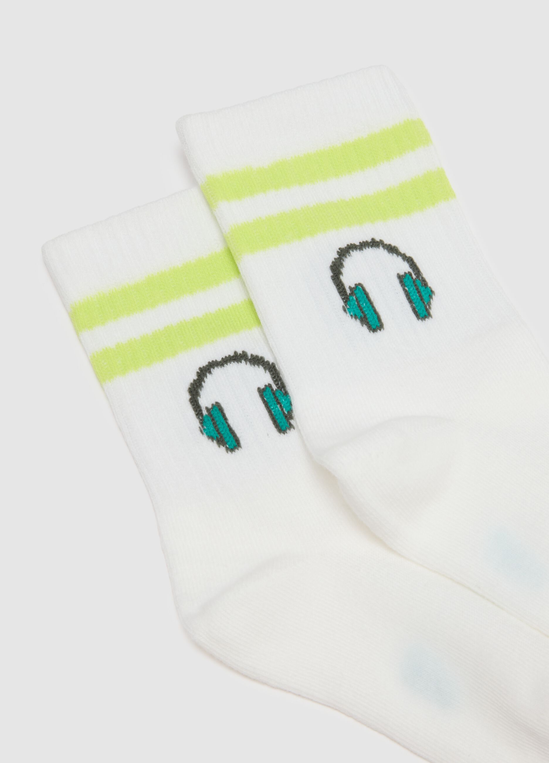 Children's multi-coloured stretch cotton short sock tripack