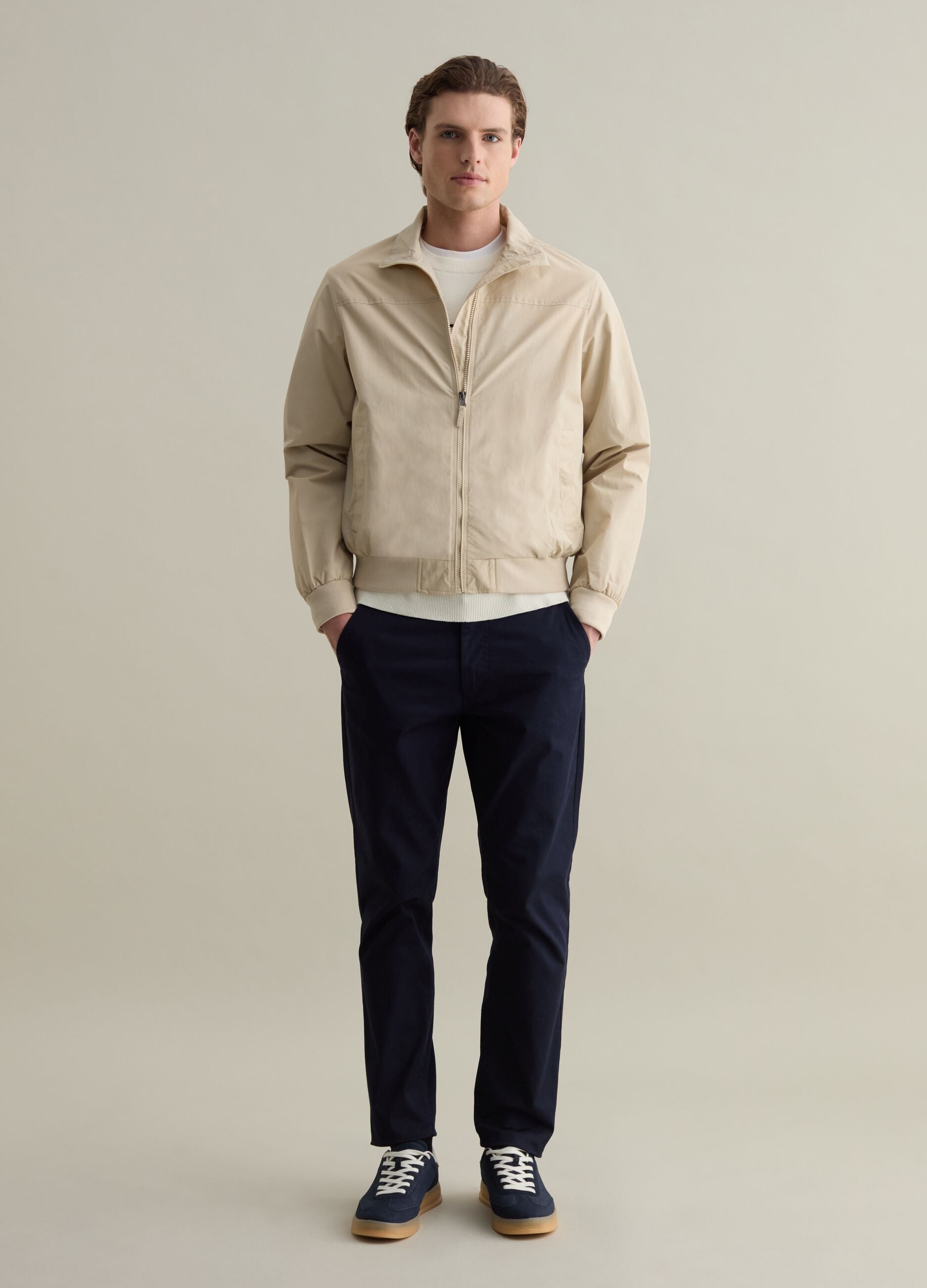 Full-zip bomber jacket with high neck