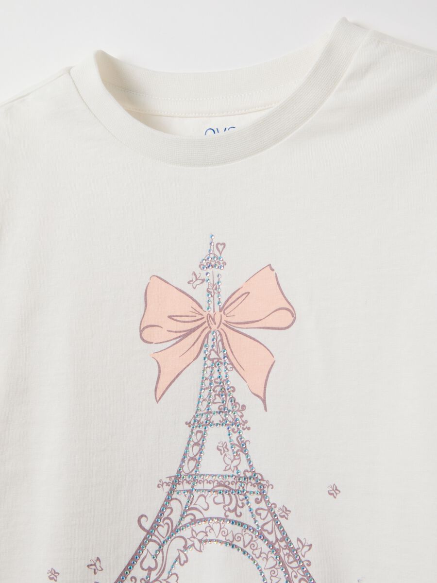 Girls' white pure cotton regular fit T-shirt_2