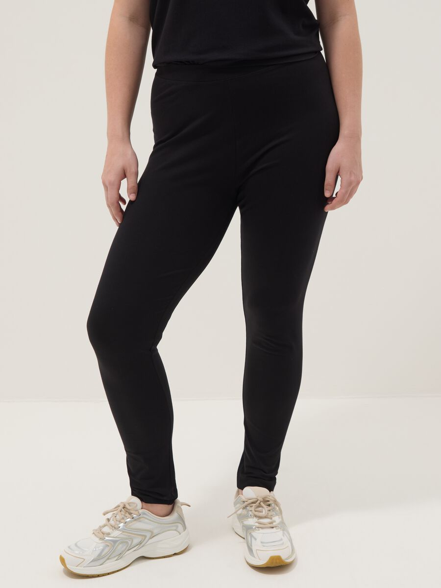 Black skinny fit leggings in stretch cotton_1