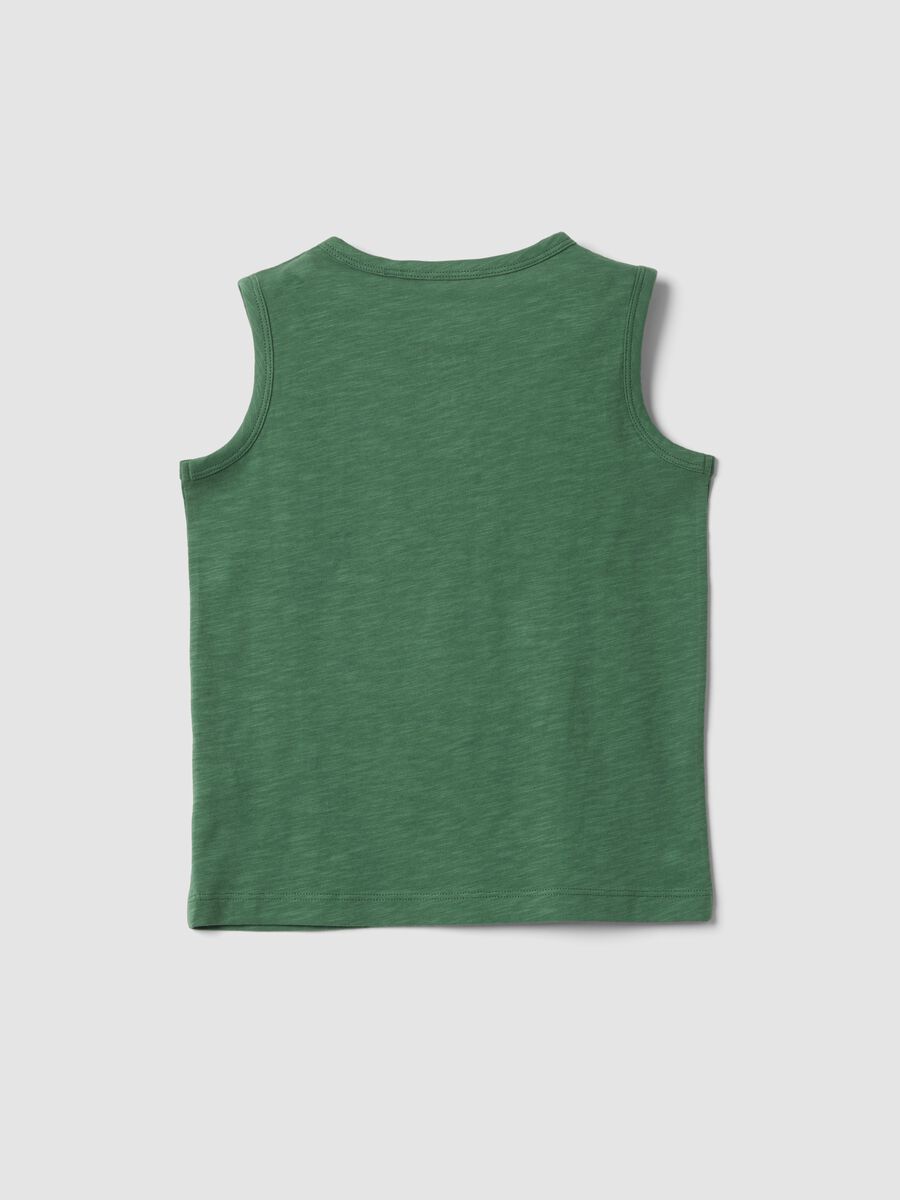 Canottiera verde in puro cotone con bottoni regular fit_1