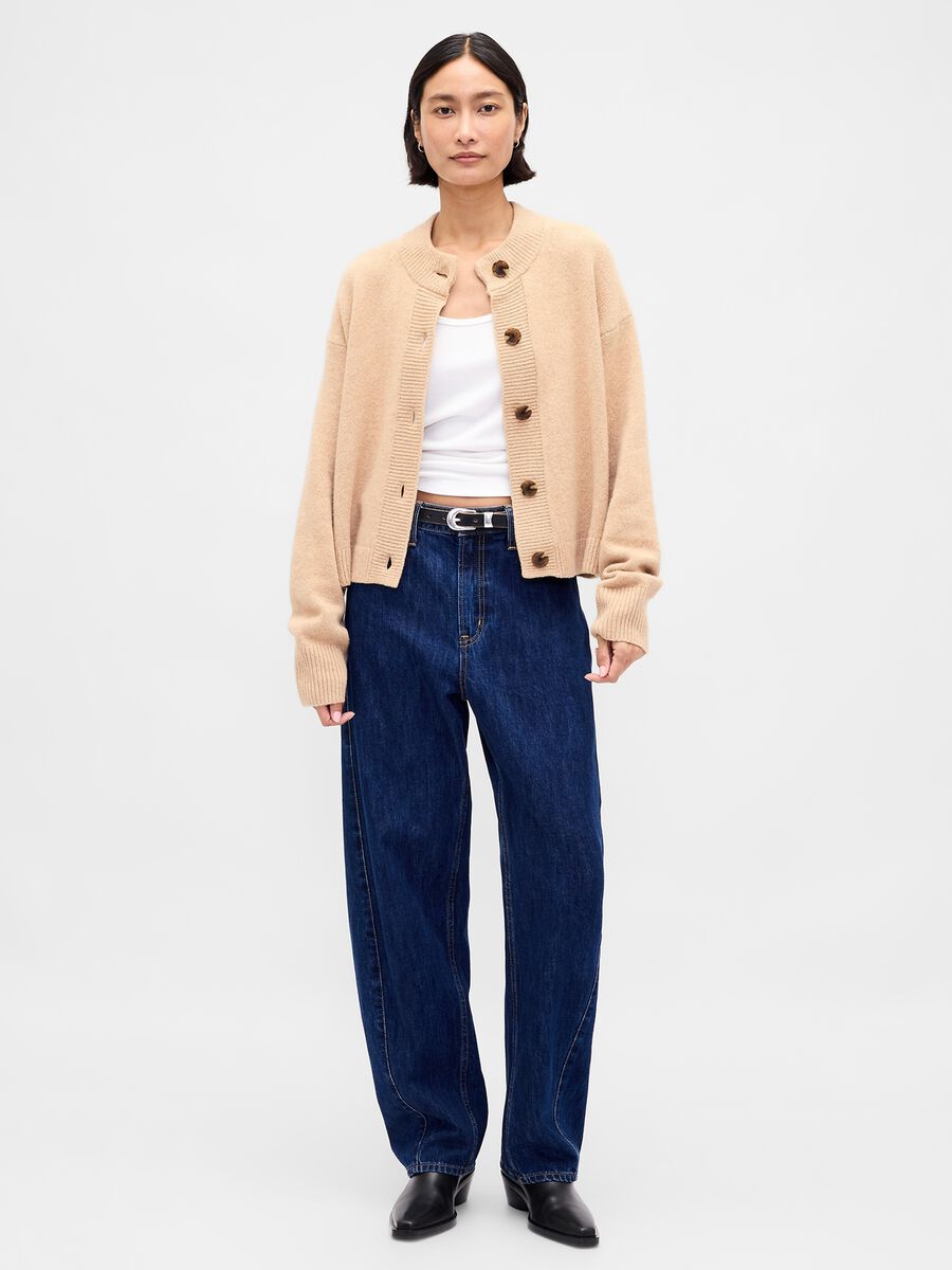 Beige knitted cardigan for women_2