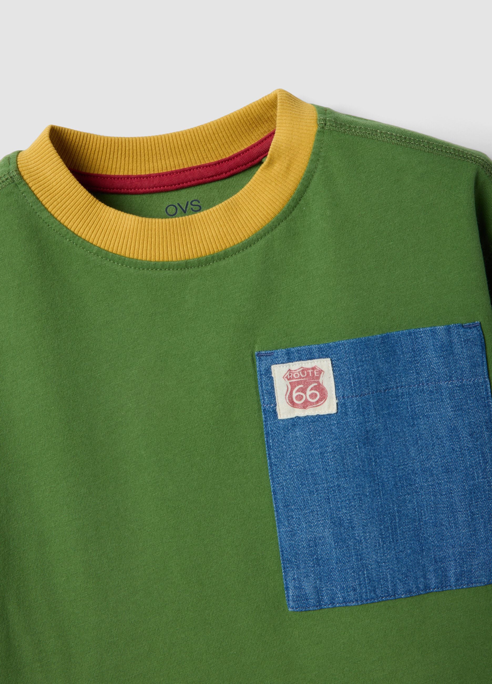 Green short-sleeved pure cotton T-shirt